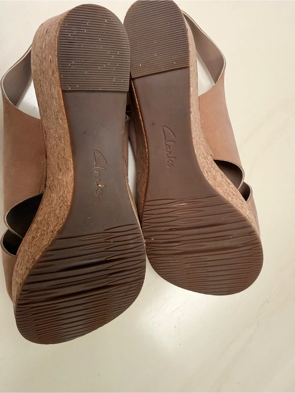 Clarks Brown Cork Wedge Sandals